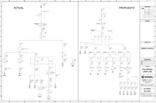 Esquema vertical con ramificaciones y componentes eléctricos que conforman un diagrama unifilar, donde se observan interruptores y puntos de conexión.
