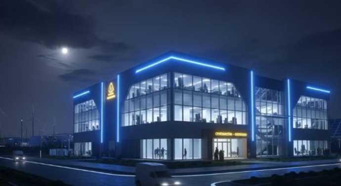 Vista general de una empresa que funciona sin riesgos ni cortes de energía por falta de cumplimiento.