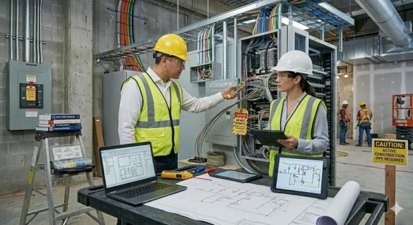 Vista general de un asesoramiento para las instalaciones eléctricas.