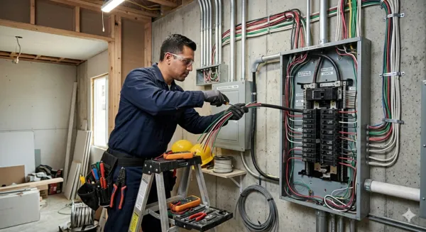 Vista general de una persona capacitada para las instalaciones elétricas.