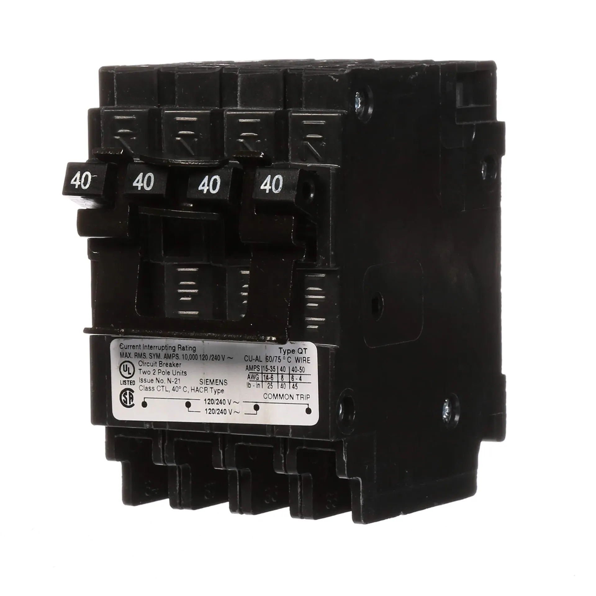 [MX:Q24040CT2] BREAKER (2)40A 2P 120/240V 10K QT