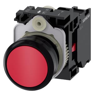 PULSADOR, 22 MM, REDONDO, PLÁSTICO, ROJO