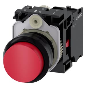 BOUTON, 22 MM, ROND, PLASTIQUE, ROUGE, B