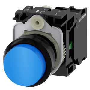 BOUTON, 22 MM, ROND, PLASTIQUE, BLEU, BO